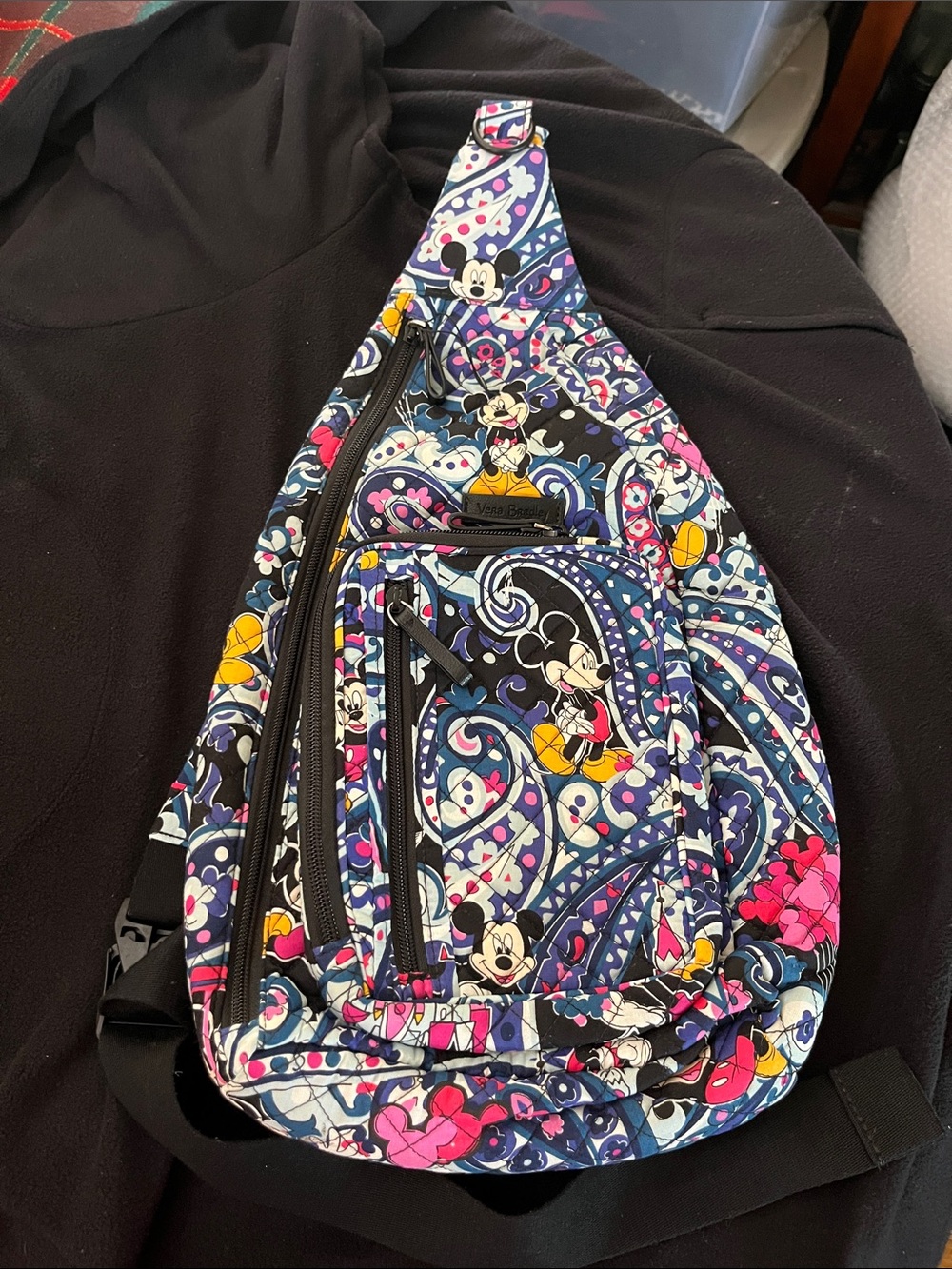Disney Vera Bradley Navy Multi-Color Sling Backpack excellent condition